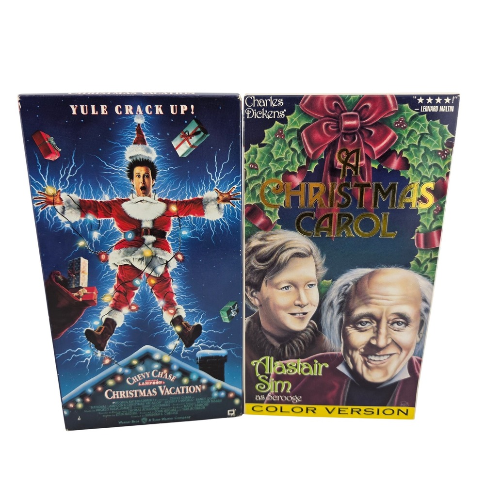 Warner Bros Christmas Vacation & A Christmas Carol VHS Set National‎ Lampoons
